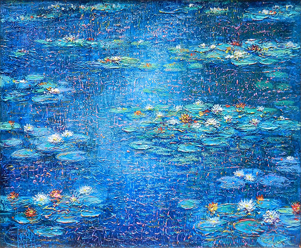睡蓮 青 銀座の絵画販売 買取の画廊 翠波画廊 睡蓮 青 銀座の絵画販売 買取の画廊 翠波画廊