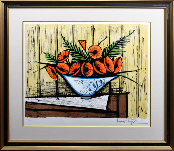 青と白の花瓶のキンセンカ 銀座の絵画販売 買取の画廊 翠波画廊