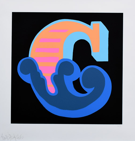 ベン・アイン　直筆サイン『O-blue』シルクスクリーン 2015年 0127C 真作】ベン・アイン 直筆サイン『O-blue』シルクスクリーン 2015年