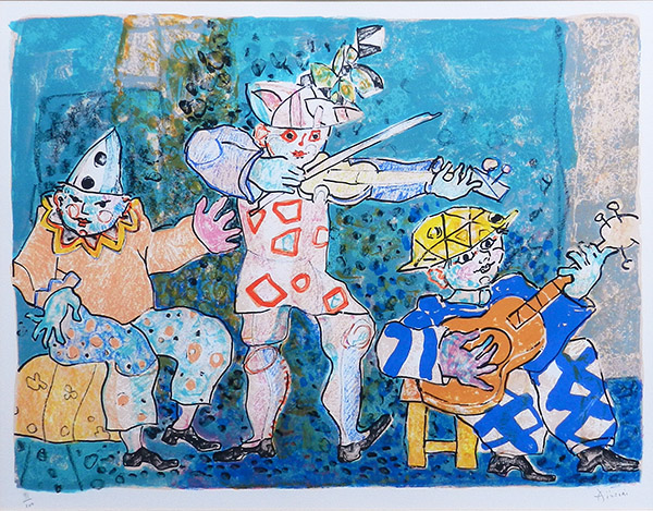 ハートのエース　ピエロ　アルルカン　油絵　絵画　絵　アート　インテリア 額入り ハートのエースピエロアルルカン油絵絵画絵アートインテリア 額入り