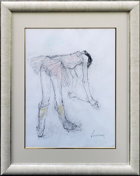 ピンクと黄色のソックスをはいたバレリーナ - 絵画販売・アート購入の