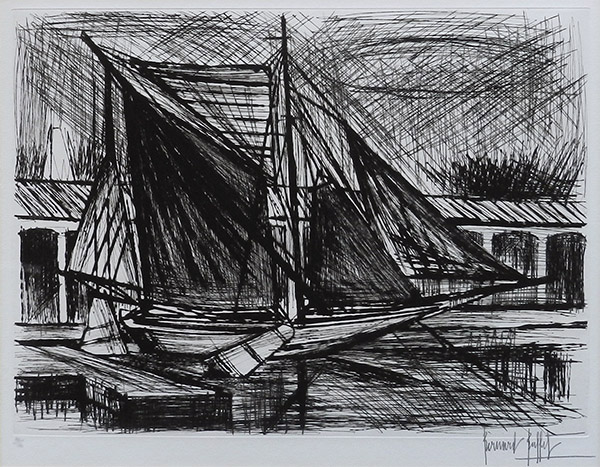 Bernard Buffet・ベルナール・ビュッフェ、船舶シリーズ27 English below) ベルナール・ビュフェ 《花と道化役者》 油彩