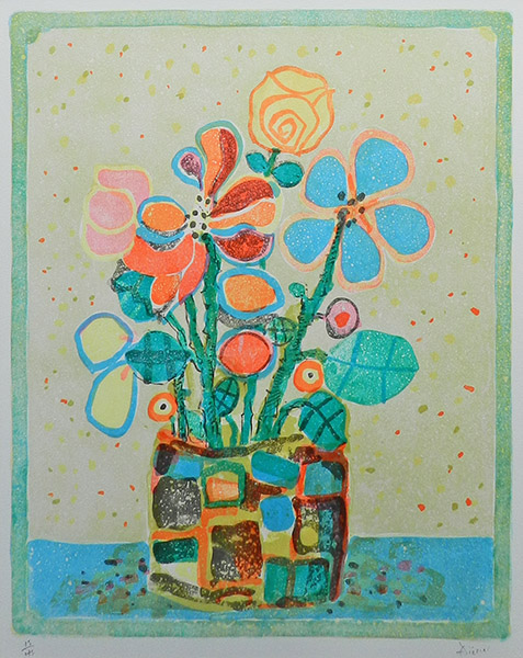 グリーンの縁取りの花束 - 翠波画廊 | 絵画販売、絵画買取
