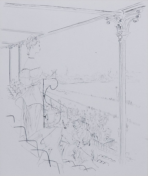魅せられし河：ロンシャン競馬場（モノクロ） - 翠波画廊 | 絵画