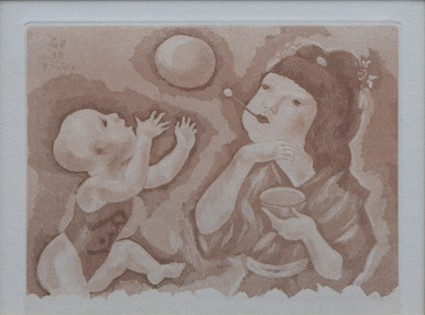 藤田嗣治作品紹介｜お梅さんの三度目の青春：しゃぼん｜銀座の絵画販売