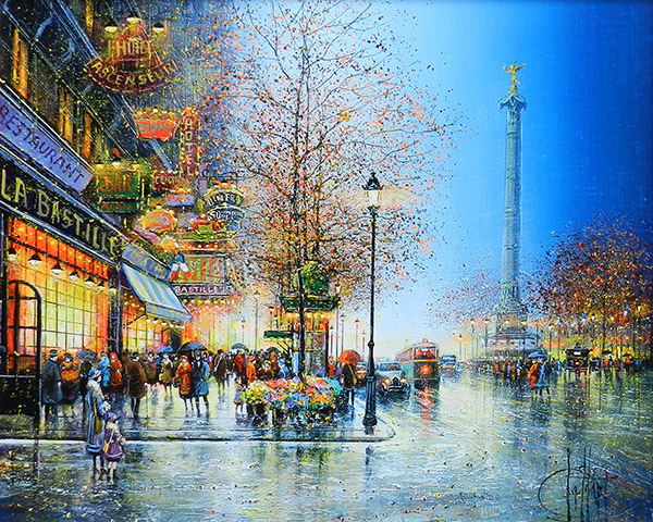 ギィ・デサップ作品紹介｜パリ、バスティーユの夜｜銀座の絵画販売