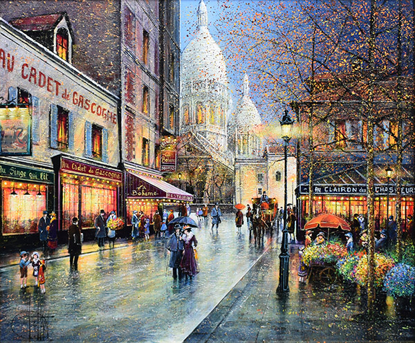 Guy Dessapt　静物画 ギィ・デサップ作品紹介｜パリ、夕暮れのカプシーヌ通り(10号