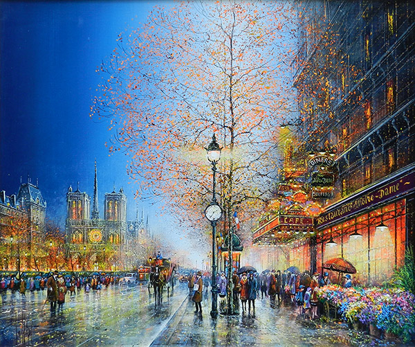 ギィ・デサップ作品紹介｜パリ、夜のノートルダム｜銀座の絵画販売