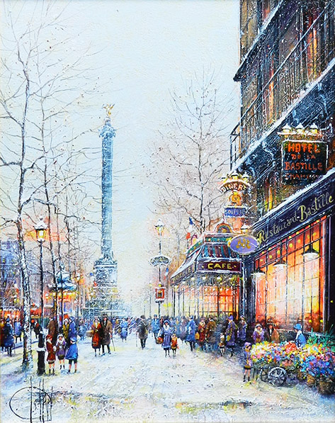 ギィ デサップ作品紹介 パリ 雪のバスティーユ 銀座の絵画販売 買取の画廊ー翠波画廊