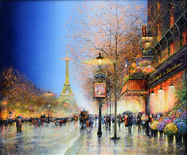 ギィ・デサップ作品紹介｜パリ、夕暮れのエッフェル塔｜銀座の絵画販売