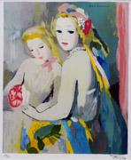花飾りの二人の少女 - 絵画販売・アート購入の翠波画廊｜東京・銀座の画廊
