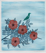 花とみどり色の鳥 - 絵画販売・アート購入の翠波画廊｜東京・銀座の画廊