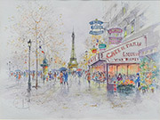 絵画　cafe 藤田嗣治「カフェ」リトグラフ :: 絵画買取・販売 - シバヤマ