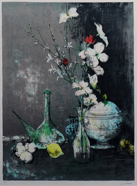 静物画風の長方形絵皿