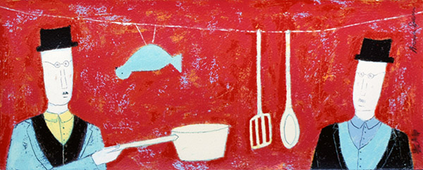 シルクスクリーン スペンス「鳥の綱渡り」