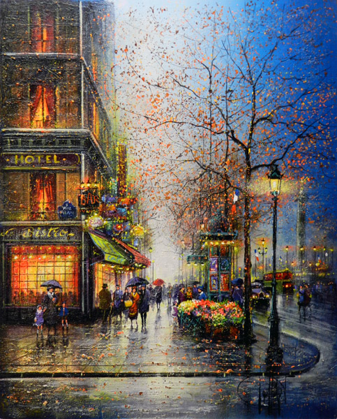 夜のパリ 翠波画廊 絵画販売 絵画買取 東京 銀座 京橋の画廊