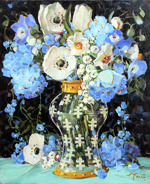 故・斎藤光子❣️【ジュモーに捧ぐ】白日会・日展◆油彩Ｆ３号◆評価１２.５万円／号 斎藤由比｜アイスブルー(油彩3号)